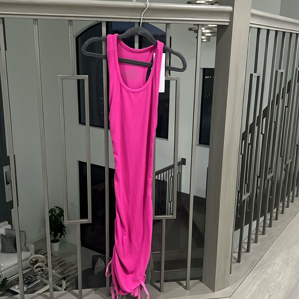 Pink size large Katie J dress ruched sides